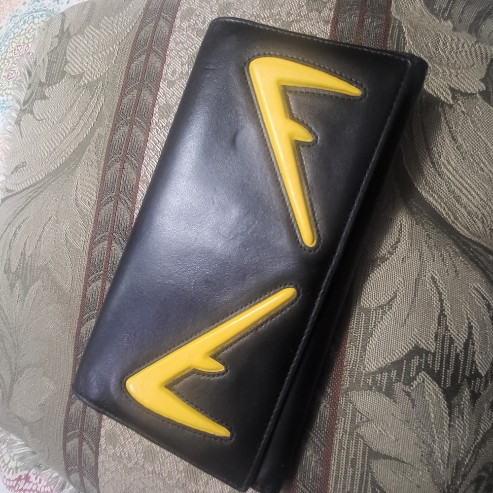 Fendi Monster Black and Yellow Long Wallet..Authentic..